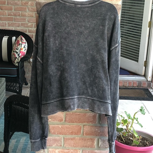 ALPHA OMICRON PI Gray Weathered Ribbed Sweatshirt Large FSU - Picture 5 of 9